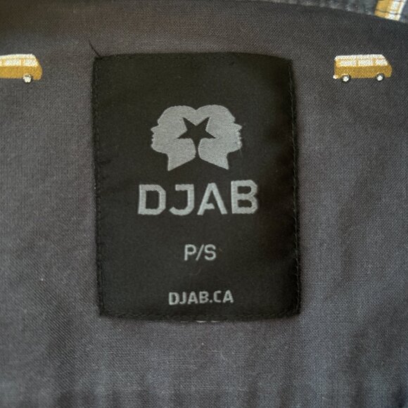 DJAB Men’s navy blue button-down shirt with yellow van print size small - Picture 3 of 8